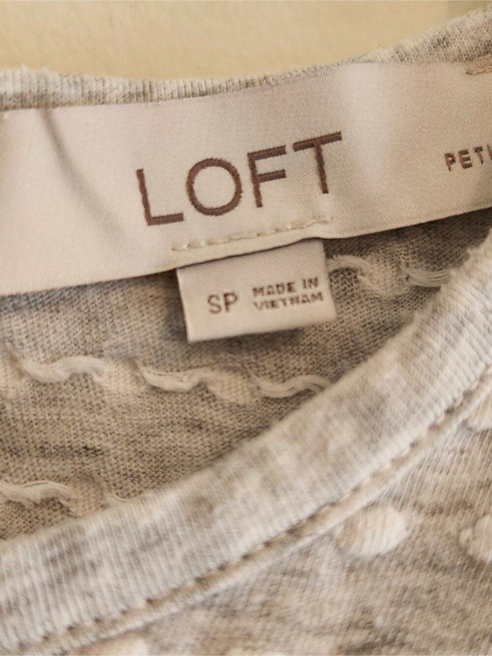 LOFT Light Gray Dot-Textured Ruffle Tank - Picture 2 of 6